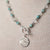 Jennifer’s Amazonite, Crystal, and glass Alleluia, Easter Lily Necklace
