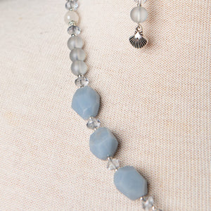 Jennifer's Angelite Shell Locket Necklace and Earring Set