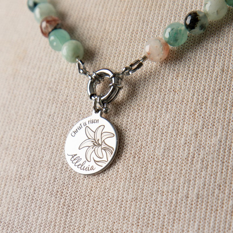 Jennifer's Aquamarine and Agate Alleluia Lily Necklace