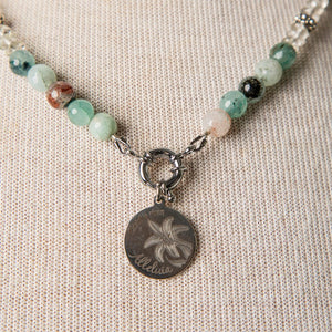 Jennifer's Aquamarine and Agate Alleluia Lily Necklace