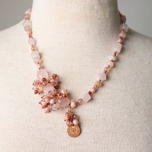 Jennifer's Asymmetrical Quartz and Copper Luther's Rose Necklace
