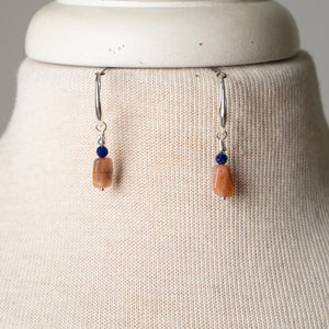 Jennifer's Asymmetrical Lapis and Sunstone Luther's Rose Necklace and Earring Set