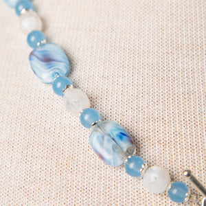 Jennifer's Blue Agate and Swirled Glass, Cross Necklace and Earring Set