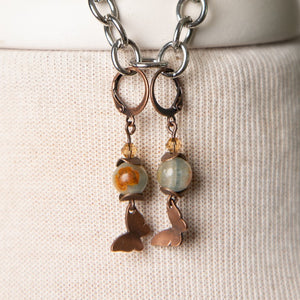 Jennifer's Blue Calcite, Crystal, and Copper Butterfly Necklace and Earring Set