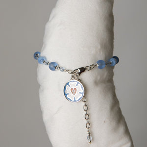 Jennifer's Blue Lampwork and Frosted Glass Luther's Rose Bracelet