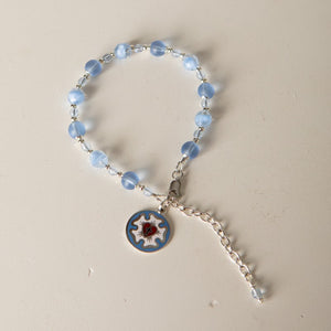 Jennifer's Blue Lampwork and Frosted Glass Luther's Rose Bracelet