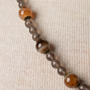 Jennifer's Botswana Agate and Smokey Quartz Cross Necklace