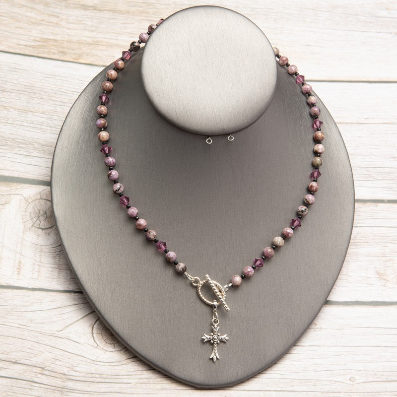 Jennifer’s Charoite Cross Necklace