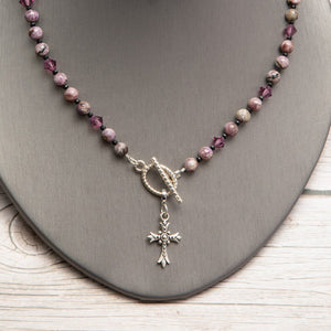 Jennifer’s Charoite Cross Necklace