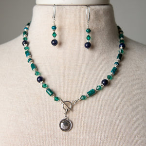 Jennifer's Chrysocolla Baptism Necklace and Earring Set