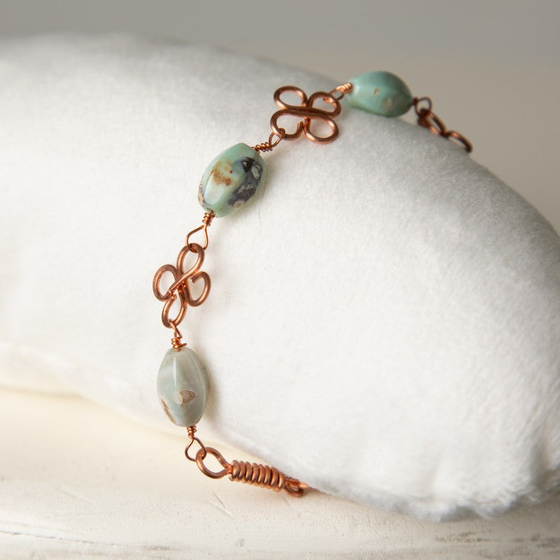 Jennifer's Copper Quatrefoil Agate Bracelet