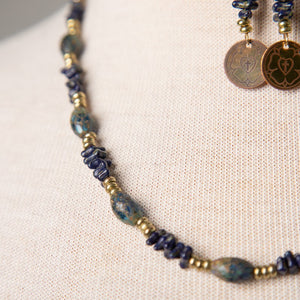 Jennifer's Czech Glass and Brass Luther's Rose Necklace and Earring Set