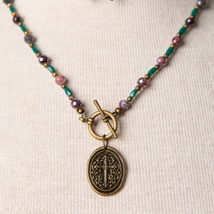 Jennifer's Garnet Cross Necklace and Earring Set