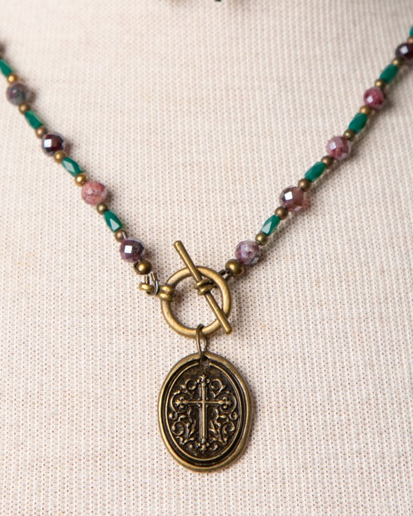 Jennifer's Garnet Cross Necklace and Earring Set