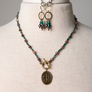 Jennifer's Garnet Cross Necklace and Earring Set