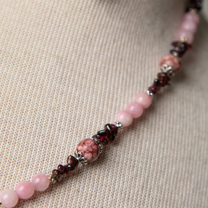 Jennifer's Garnet and Pink Baptism Shell Necklace