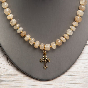 Jennifer’s Golden Rutilated Quartz Cross Necklace