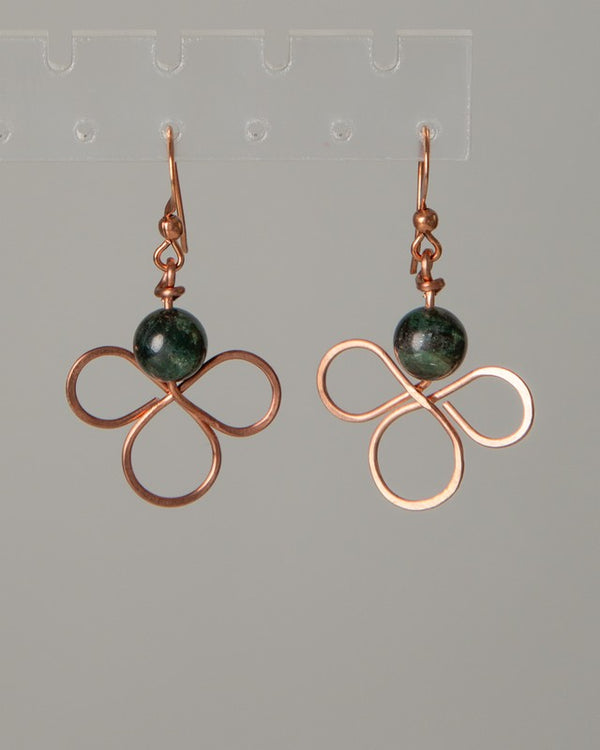 Jennifer's Green Kyanite and Copper Trefoil Earrings