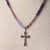 Jennifer's Hand Knoted Purple Crucifix Necklace