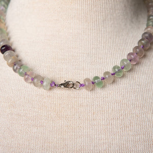 Jennifer's Hand Knotted Fluroite Shell Locket Necklace