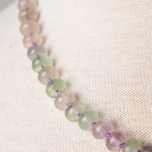 Jennifer's Hand Knotted Fluroite Shell Locket Necklace