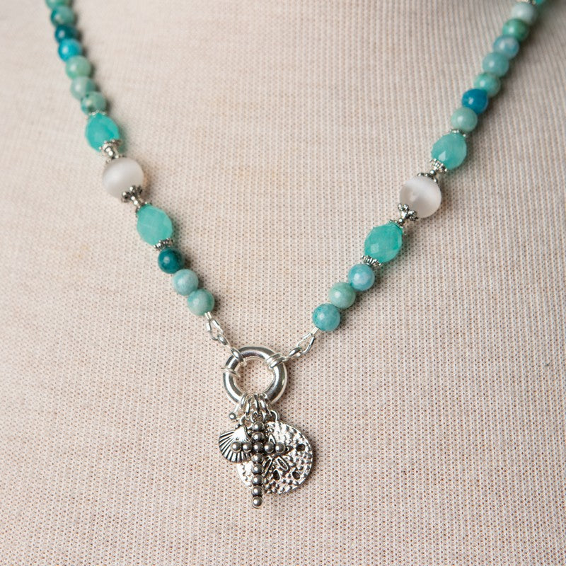 Jennifer's Hemimorphite and Chalcedony Charming Neckace and Earring Set