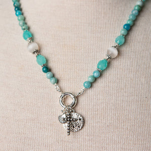 Jennifer's Hemimorphite and Chalcedony Charming Neckace and Earring Set
