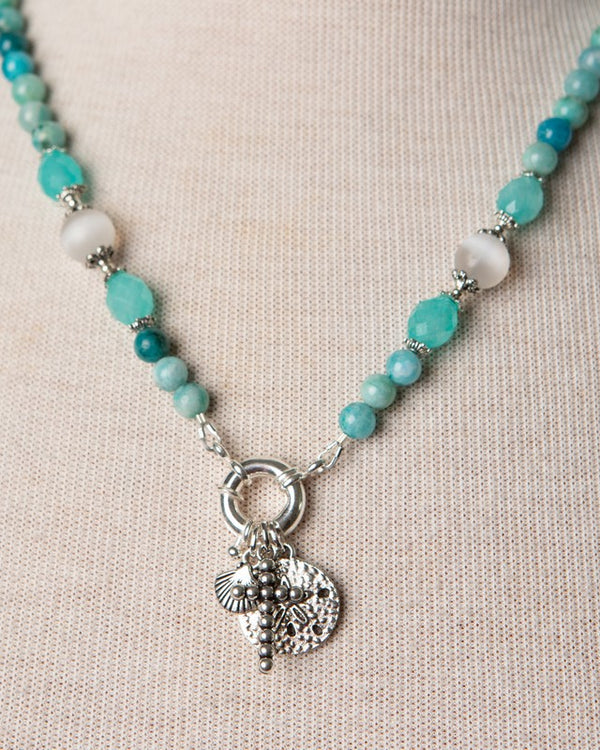 Jennifer's Hemimorphite and Chalcedony Charming Neckace and Earring Set