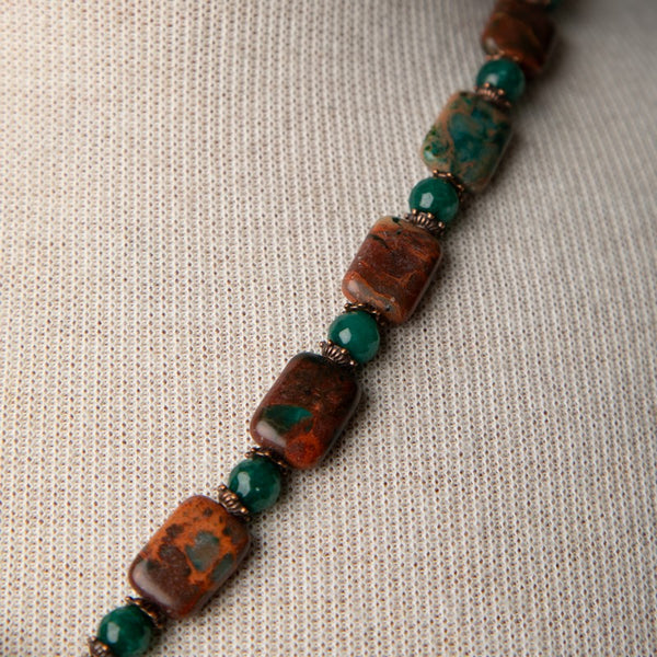 アクセサリー CJ Jennifer's Impression Jasper, Jade, and Copper Cross Necklace - Ad