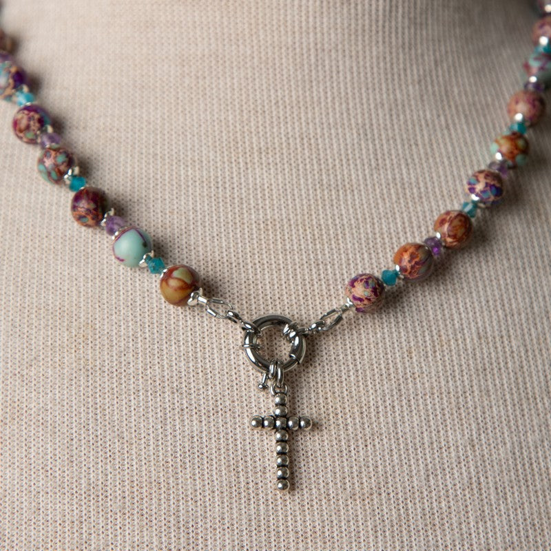 Jennifer's Impressision Jasper Cross Necklace