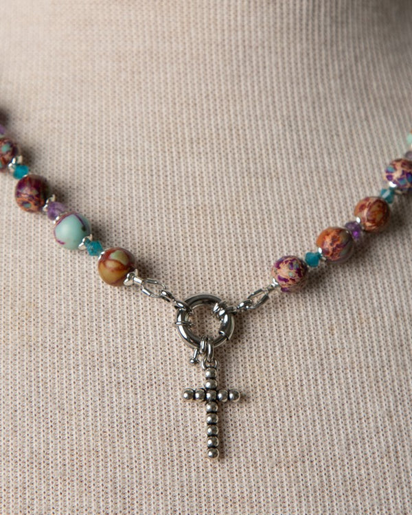 Jennifer's Impressision Jasper Cross Necklace