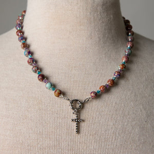 Jennifer's Impressision Jasper Cross Necklace