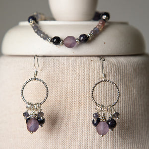 Jennifer's Iolite Cross Necklace, Earring, and Bracelet Set