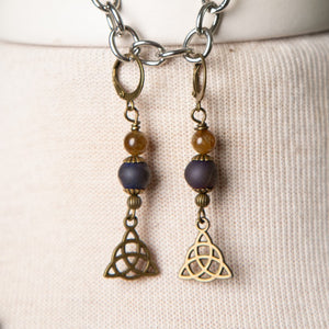 Jennifer's Jade and Agate, Trinity Knot Necklace and Earring Set