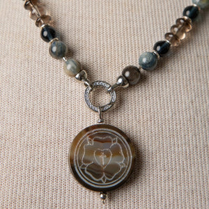 Jennifer's Kyanite and Smokey Quartz Luther's Rose Necklace