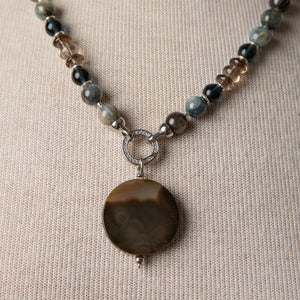 Jennifer's Kyanite and Smokey Quartz Luther's Rose Necklace