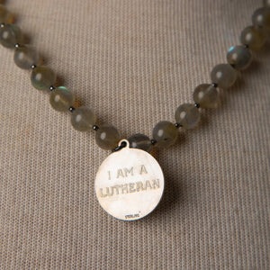 Jennifer's Labradorite Jesus I Am A Lutheran Necklace