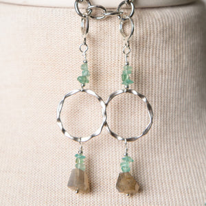 Jennifer's Labradorite and Apatite Shell Necklace and Earring Set