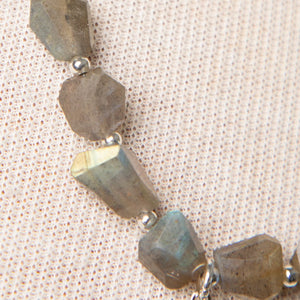 Jennifer's Labradorite and Apatite Shell Necklace and Earring Set