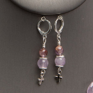 Jennifer’s Lampwork Glass and Amethyst Necklace and Earring Set