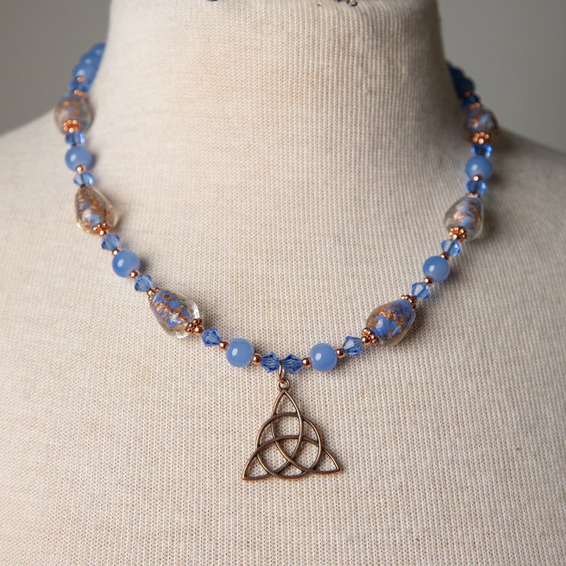 Jennifer's Lampwork glass and Copper Trinity Knot Necklace