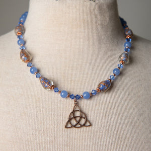 Jennifer's Lampwork glass and Copper Trinity Knot Necklace