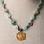 Jennifer's Larimar and Smoky Quartz Gold Plated Luther's Rose Necklace and Earring Set