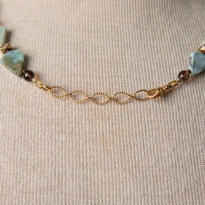 Jennifer's Larimar and Smoky Quartz Gold Plated Luther's Rose Necklace and Earring Set