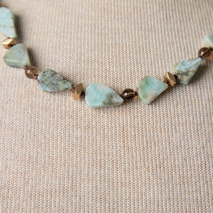 Jennifer's Larimar and Smoky Quartz Gold Plated Luther's Rose Necklace and Earring Set