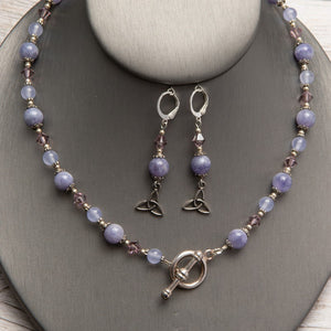 Jennifer’s Lavender Jade Necklace and Trinity Earring Set