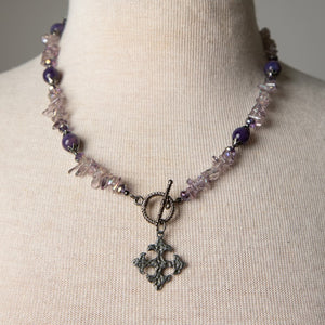 Jennifer's Lavender and Purple Cross Necklace