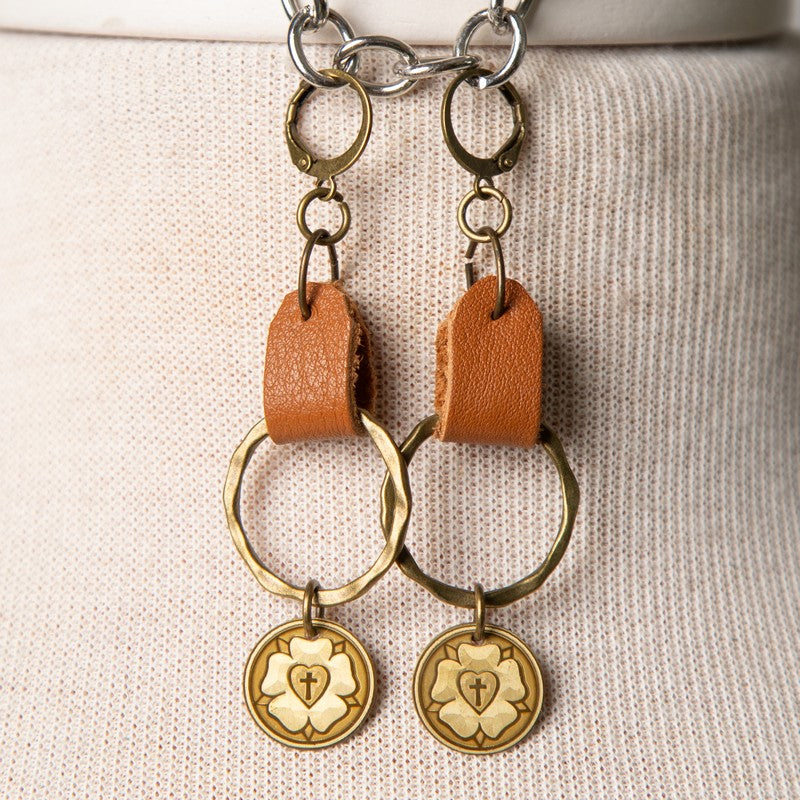 Jennifer's Leather and Luther's Rose Earrings