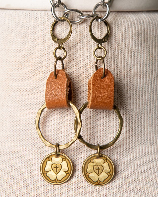 Jennifer's Leather and Luther's Rose Earrings