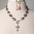 Jennifer's Mildly Mauve Agate Cross Necklace and Earring Set